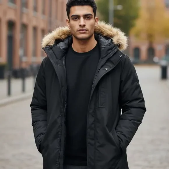 Andrew Marc Gattaca New York Puffer Parka Winter Jacket Coat with Fur Hood M - Picture 1 of 4